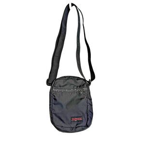 Jansport Sling Crossbody Bag Black Speckled Zips. 8x6x2 w/27-54" Adj. Strap
